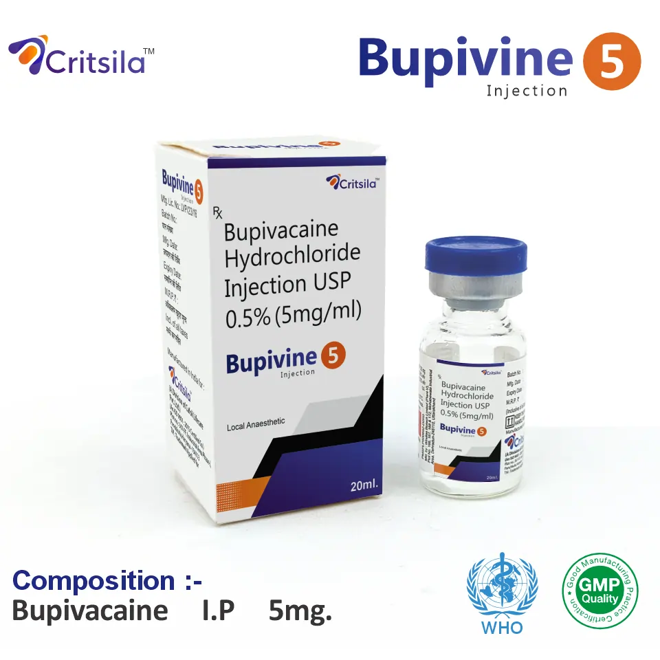 Bupivacaine 5mg Injection Packaging
